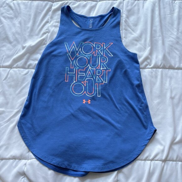 Under armour Other - Under Armour Youth Girls HeatGear Blue Fitted Tank Top Activewear Outdoor